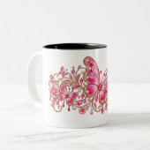 Tasse 2 Couleurs Conception Florale Papillon Rose (Devant gauche)