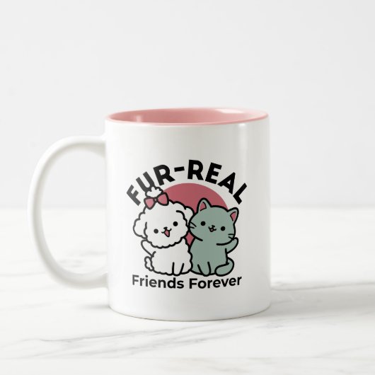 Tasse 2 Couleurs Conception "Fur-Real Friends Forever" (Gauche)