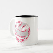 Tasse 2 Couleurs Conception grise rouge drôle de volleyball - (Devant gauche)