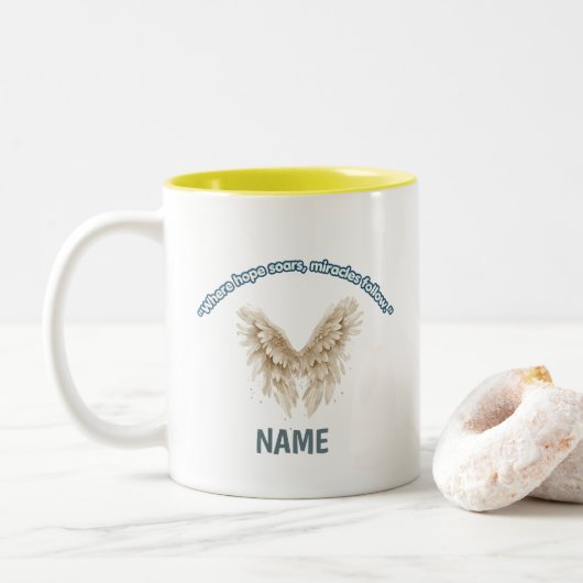 Tasse 2 Couleurs Conception Inspirante d'Ailes d'Ange (Avec donut)
