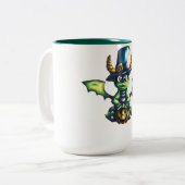 Tasse 2 Couleurs Conception magique du dragon d'Halloween (Devant gauche)