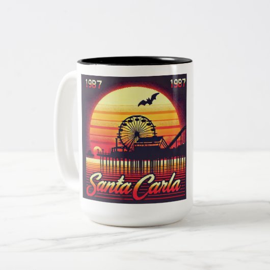 Tasse 2 Couleurs Conception rétro Santa Carla 1987 (Devant gauche)