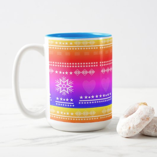 Tasse 2 Couleurs conception scandinave, style campagne (Avec donut)
