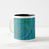 Tasse 2 Couleurs Conception tourbillonnante de vert bleu (Devant gauche)