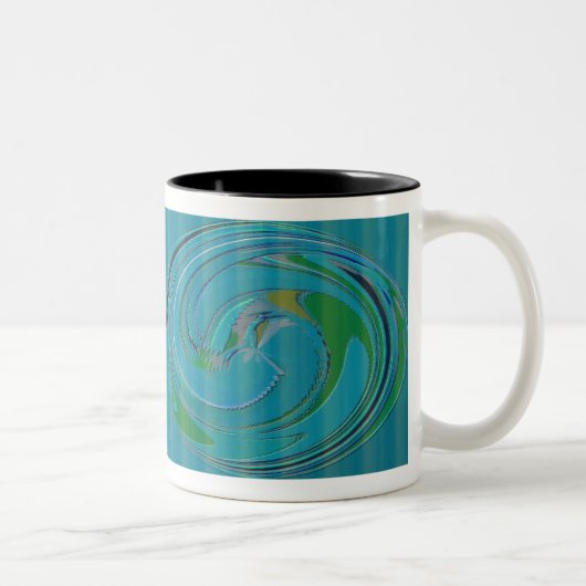 Tasse 2 Couleurs Conception tourbillonnante de vert bleu (Droit)