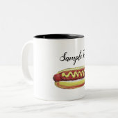 TASSE 2 COULEURS CONCEPTION VECTORIELLE DE NOURRITURE HOTDOG (Devant gauche)