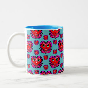 Tasse 2 Couleurs Conceptions Cœur Heureux