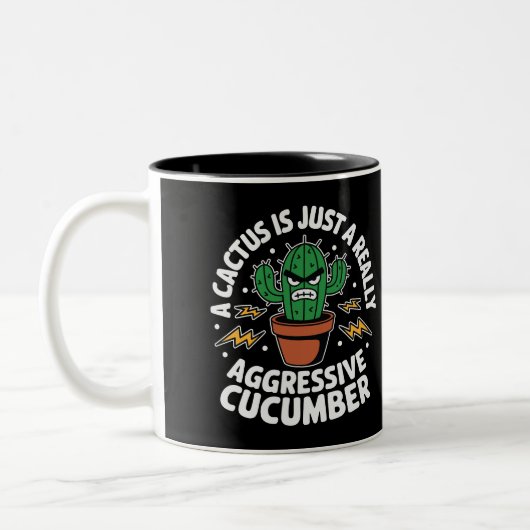 Tasse 2 Couleurs Concombre Aggressif – Blague de Cactus Drôle (Gauche)