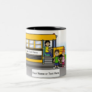 Tasse 2 Couleurs Conducteur de bus scolaire personnalisé - Cartoon 
