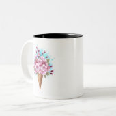 Tasse 2 Couleurs Cône rose Sakura crème glacée gaufre (Devant gauche)