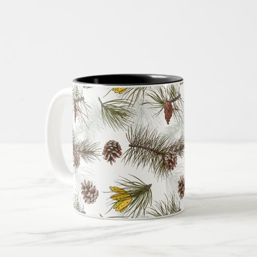 Tasse 2 Couleurs Cônes de pin d'automne (Devant gauche)