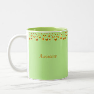 Tasse 2 Couleurs Confetti d'or et texte personnalisé sur Lime Green