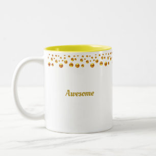 Tasse 2 Couleurs Confetti en or et texte personnalisé en blanc