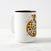 Tasse 2 Couleurs Conserver calme et manger pizza : Conception parfa (Devant gauche)