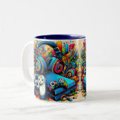Tasse 2 Couleurs Console de jeu rétro et écouteurs (Devant gauche)