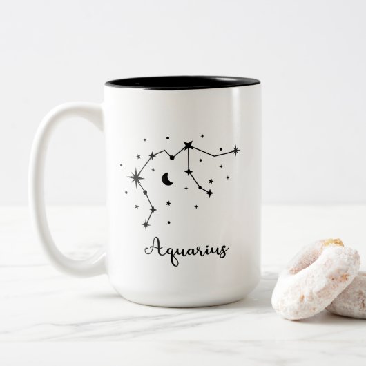 Tasse 2 Couleurs Constellation d'Aquarius (Avec donut)