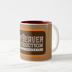 Tasse 2 Couleurs Construction de castor occupé Blanc Gfx Brown Oran
