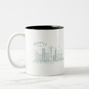 Tasse 2 Couleurs Contour de l'horizon de Seattle