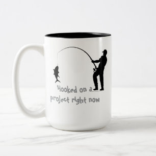 Tasse 2 Couleurs Contour de pêcheur amusant & Texte