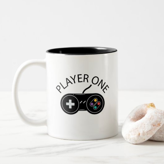 Tasse 2 Couleurs Contrôleur de jeu Retro Player One (Avec donut)