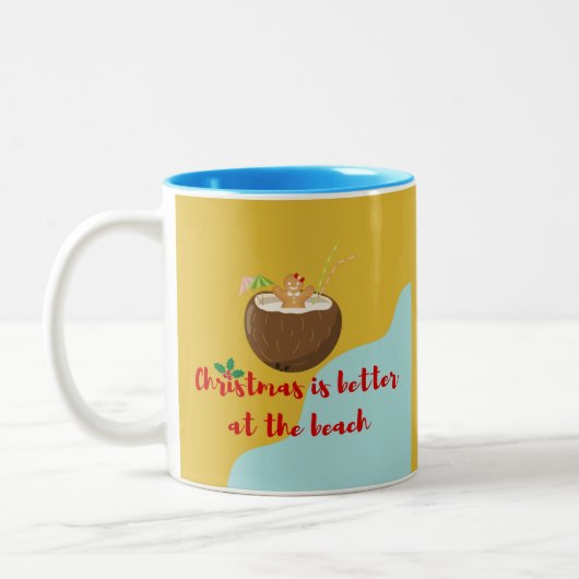 Tasse 2 Couleurs Cookie de Noël de plage (Gauche)