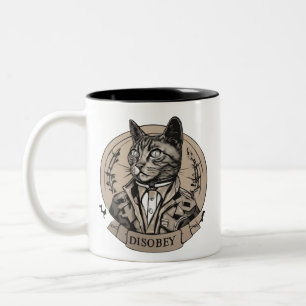 Tasse 2 Couleurs Cool Anti-Establishment Feline Portrait