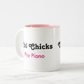 Tasse 2 Couleurs Cool Chicks Jouer Piano (Devant gauche)