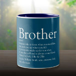 Tasse 2 Couleurs Cool Fun Brother Définition Dire Bleu<br><div class="desc">Personnalisez votre frère spécial pour créer un cadeau unique. Une façon parfaite de lui montrer à quel point il est extraordinaire chaque jour. Vous pouvez même customiser l'arrière - plan à leur couleur préférée. Conçu par Thisisnotme©</div>
