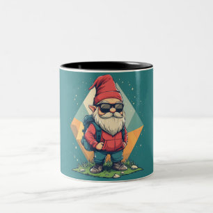 Tasse 2 Couleurs Cool Gnome sur une aventure : Illustration amusant