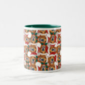 Tasse 2 Couleurs Cool Golden Retriever Face Motif de Noël (Centre)