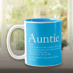 Tasse 2 Couleurs Cool moderne Favori Tante Tante Définition Bleu<br><div class="desc">Personnalisez votre tante ou votre tante pour créer un cadeau unique. Une façon parfaite de lui montrer à quel point elle est extraordinaire chaque jour. Conçu par Thisisnotme©</div>