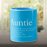 Tasse 2 Couleurs Cool moderne meilleure jamais Tante Tante Définiti<br><div class="desc">Personnalisez votre tante ou votre tante pour créer un cadeau unique. Une façon parfaite de lui montrer à quel point elle est extraordinaire chaque jour. Vous pouvez même customiser l'arrière - plan à leur couleur préférée. Conçu par Thisisnotme©</div>