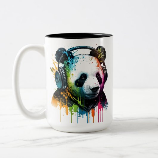 Tasse 2 Couleurs Cool Panda Ours Portant Un Casque ! (Gauche)