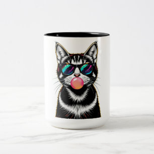 Tasse 2 Couleurs Cool Retro Chat - Bubblegum Pop Art Design