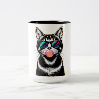 Tasse 2 Couleurs Cool Retro Chat - Bubblegum Pop Art Design