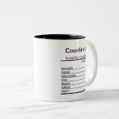 Tasse 2 Couleurs Coordinateur personnalisé Nutrition Facts (Devant droit)