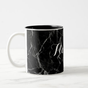 Tasse 2 Couleurs Copie de marbre noire classique nommée faite sur