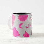 Tasse 2 Couleurs Copie de rose indien de vache à monogramme et (Devant gauche)