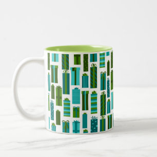 Tasse 2 Couleurs Copie mignonne de cadeau de Noël - vert-bleu