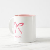 Tasse 2 Couleurs Coquette esthétique Bow rose Elégante aquarelle (Devant gauche)