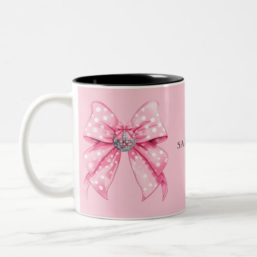 Tasse 2 Couleurs Coquette Girinine Disco Ball Pink Bow (Gauche)