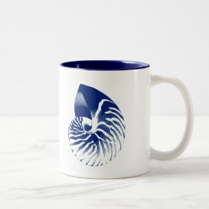 Tasse 2 Couleurs Coquille de nautile - bleu marine et blanc