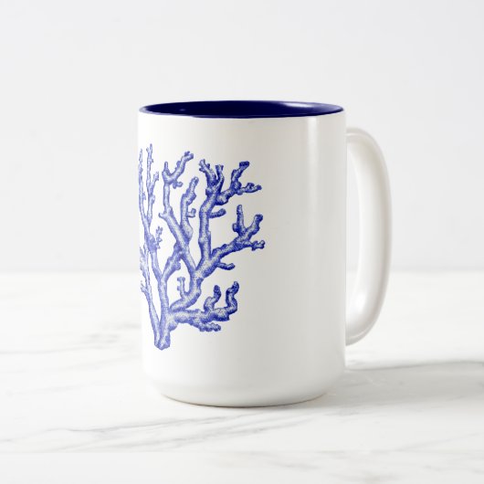 Tasse 2 Couleurs Corail bleu et blanc (Devant droit)