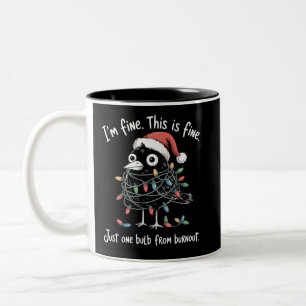 Tasse 2 Couleurs Corbeau de Noël drôle Je vais bien Burnout Sarcast