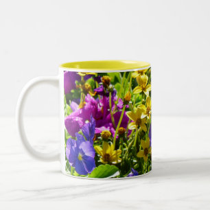 Tasse 2 Couleurs Coréopsis jaune et Violas pourpre Coloré Floral
