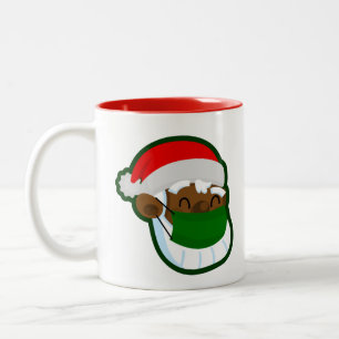 Tasse 2 Couleurs coronavirus masque visage de Noël noir père Noël
