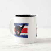 Tasse 2 Couleurs Costa Rica Drapeau Shaka Surf (Devant gauche)