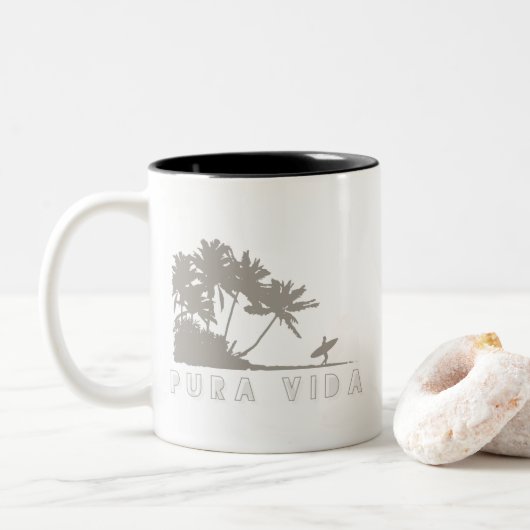 Tasse 2 Couleurs Costa Rica Surf Pura Vida (Avec donut)