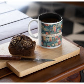 Tasse 2 Couleurs Cosy Hygge Village Nordic Folk Art, personnalisé