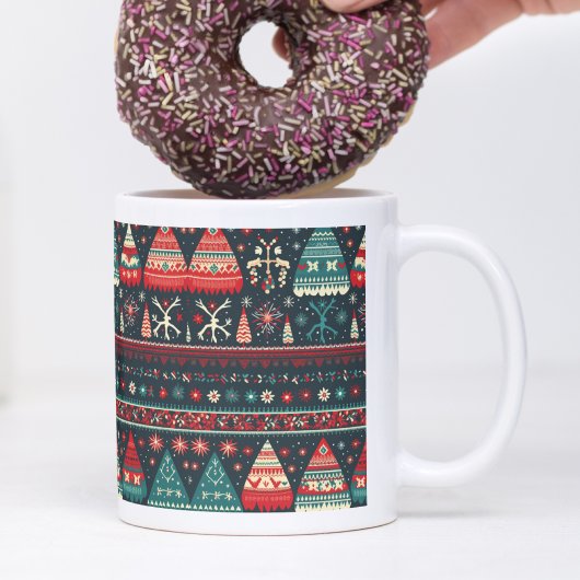 Tasse 2 Couleurs Cosy Motif nordique Vert Noël scandinave